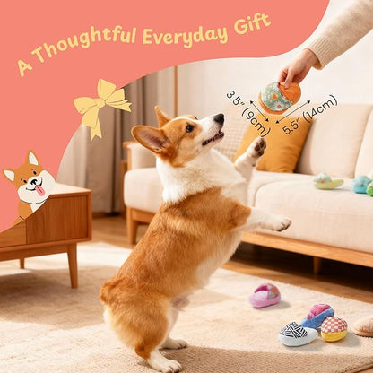 Nocciola 10 Pack Slipper Dog Toys, Squeaky Crinkle Plush Dog Toys for Small Medium Dogs, Interactive Chew Toys for Boredom, Indoor Soft Puppy Toy Set