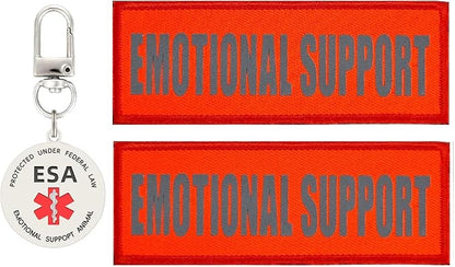 Emotional Support Dog Patches 2 pcs, ESA ID Tag Easily Attach to Dog Collar, Harness (Orange)