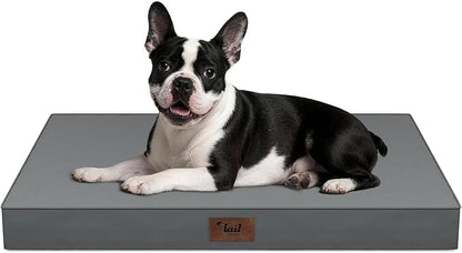 Outdoor Dog Bed for Small Dogs, Waterproof Dog Crate Bed for Medium Dogs Cats, Orthopedic Egg Crate Foam Pet Bed with Washable Removable Oxford Cover, Grey