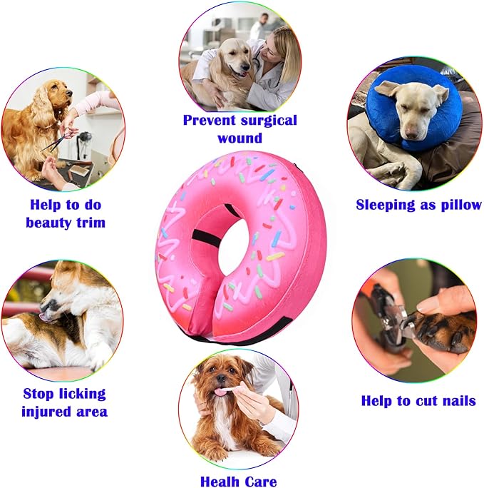 Katoggy Inflatable Dog Cone Collar for After Surgery, Doggie Neck Blow up Donut Recovery ECollar, Soft Adjustable Dog Cone for Small Medium Large Dogs and Cats