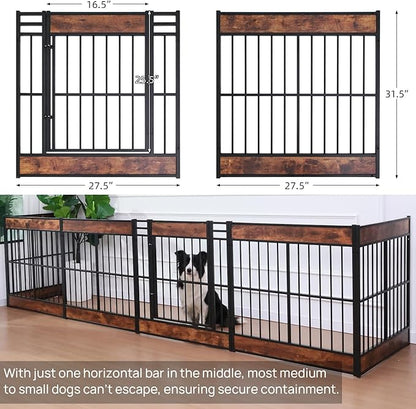 Dog Playpen, 31.5" Height Dog Pen Indoor, Heavy Duty, Safe and Sturdy, Furniture Style Puppy Pen (12 Panels (31.5" High), Rustic Brown)