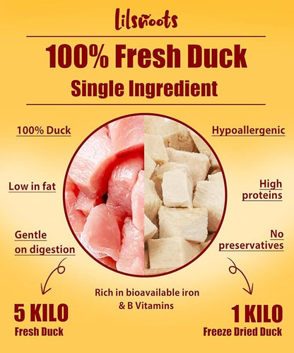 Freeze Dried Duck Cube for Dogs, Cats, Single Fresh Ingredient Pet Treats, Food Topper, Rawhide Free Freeze Dried Duck High Protein, Training Treats 4.6oz