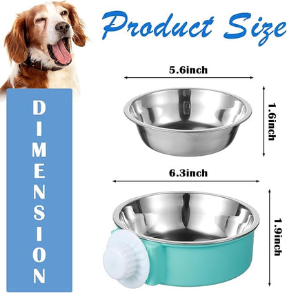 Mimorou 12 Pcs Crate Bowls Bulk Puppy Dog Bowls for Kennel Removable Stainless Steel Crate Water Bowl Kennel Hanging Food Feeders Coop Cup for Cat Puppy Rabbit Birds Ferret Guinea Pigs