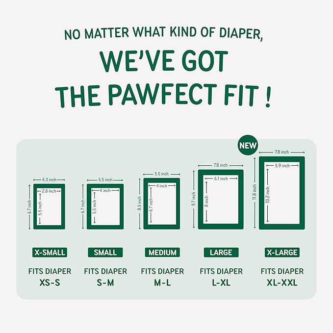 PAWPANG Disposable Dog Diaper Liners Booster Pads for Male & Female Dogs, 100ct, 5 Sizes Options, Doggie Diaper Inserts fit Most Types of Dog Diapers - Pet Belly Bands & Male Wraps (Medium(100ct))