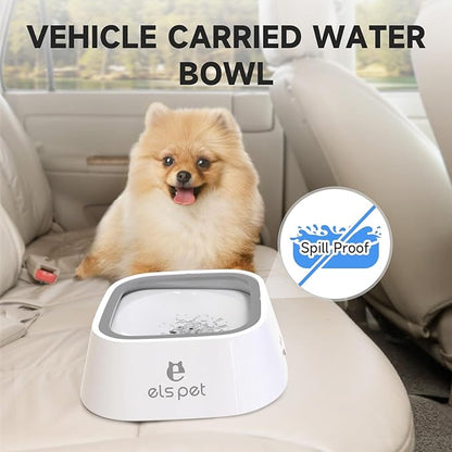 ELS PET No Spill Dog & Cat Bowl - 70oz/2L Large Capacity Travel Water Dispenser (White, 35oz)