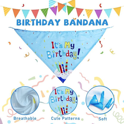 lilfrd Dog Birthday Toy Set, 9Pcs Plush Pet Toy for Small Dogs, Includes Squeaky Cake Hat, Bandana, Dessert Themed Toys, Balloons, for Dog Birthday Party