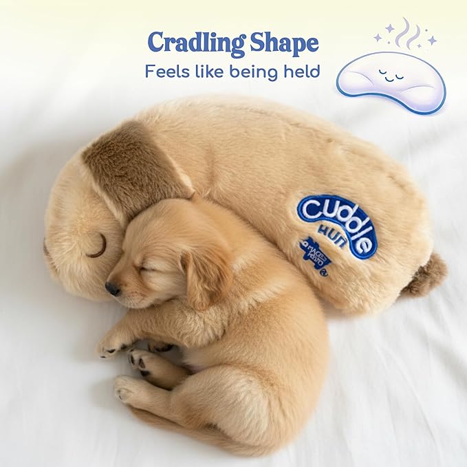 Race&Herd CuddleBun Heartbeat Puppy Toy Sleep Aid - Heartbeat Dog Toy, Dog Heartbeat Toy for Puppy Must Haves for Separation Pet Anxiety Relief Puppy Calming Aid, Dog Toys Behavioral Training (Beige)