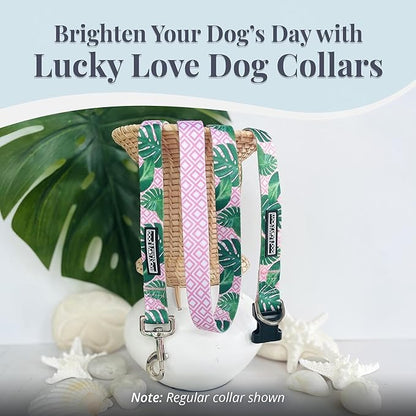 Lucky Love Dog Martingale Dog Collar - Adjustable, No-Slip, Comfortable, Durable, Soft Webbing & Stylish Patterned Collar for Male and Female Dogs Ideal for Training & Walking - Laguna, Large