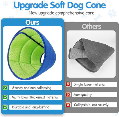 Upgrade Soft Dog Cone Collar, Dog Cone Alternative to Stop Licking After Surgery, Adjustable Comfy Cones for Small/Medium/Large Dogs, Light-Weight Mesh Fabric Elizabethan Collars (XS)