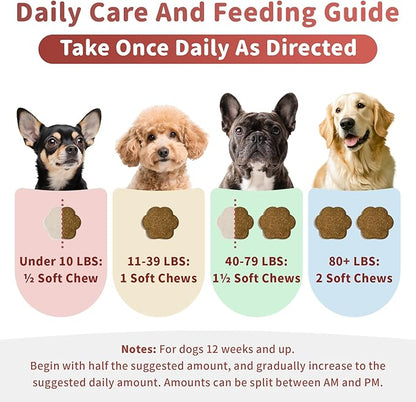 Turkey Tail Mushroom for Dogs,Dog Allergy Chews, Probiotics for Dog Allergy Relief - Itchy Skin- Allergy Paw Relief - Seasonal Allergies & Immune Gut Health & Joint, Bacon Flavor - 90 Count