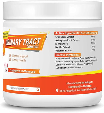 Urinary Comfort Chews for Dogs - Natural Cranberry & Herbal Blend for Kidney, Bladder & UT Health, 120 Soft Chews