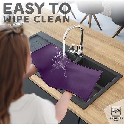 Dog Food Mat - Raised Edges Dogs Mat for Food and Water Prevent Spill, Waterproof Cat Food Mats Protect Floors, Easy Clean Dog Bowl Mats for Food and Water, Silicone Pet Food Tray