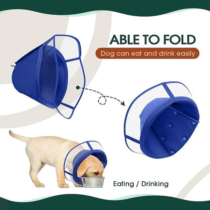 Kuoser Small Dog Cone Collar After Surgery, Soft Cone for Dogs to Stop Licking, Breathable Pet Recovery Collar Comfortable Elizabethan Collars, Adjustable Protective Dog Cones for Small Dogs, Blue S