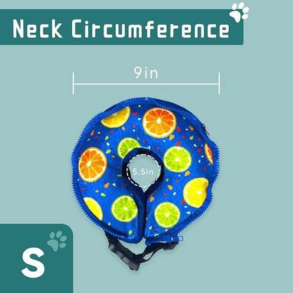 Ovatt PVC inflatable pet collar for small medium and large dogs after surgery ，Washable Dog Cone Collar w/Removable Hard Cone for Dogs After Surgery (Lemon, S)