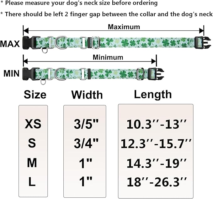 St.Patrick's Day Reflective Martingale Collar for Dogs with Quick Release Buckle Spring Clover Holiday Dog Collars (Shamrock, Large)