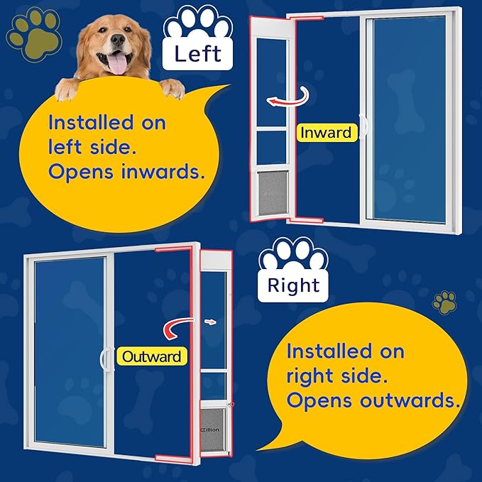Large Dog Door for Sliding Glass Door, Openable Doggy Door for Sliding Glass Doors, All-Metal Framed, Adjustable Height 91 7/16" to 96" - Large Tall
