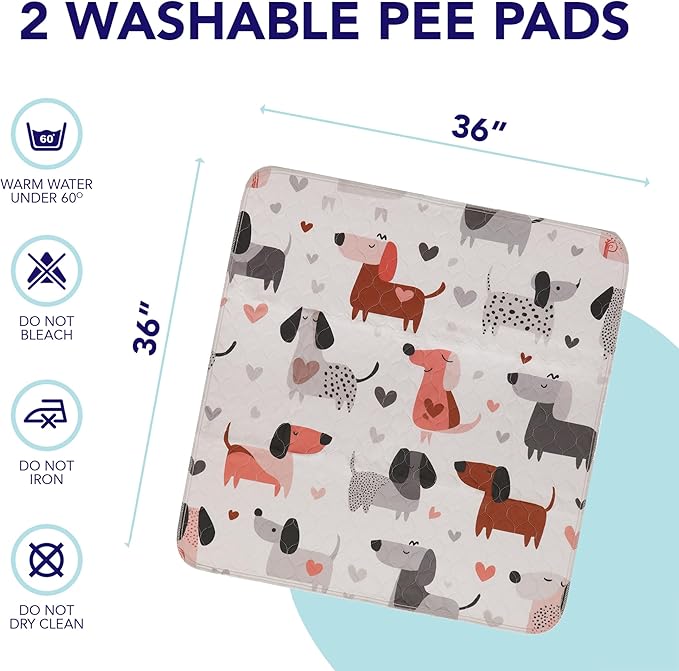 PUPIBOO Washable Pee Pads for Dogs & Cats - Super Absorbent Reusable Puppy Training
