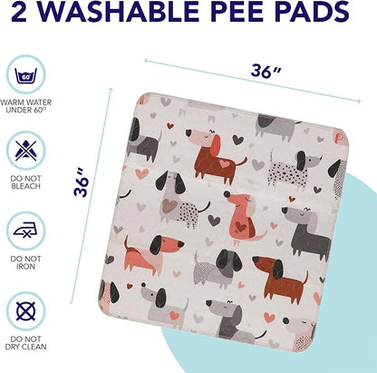 PUPIBOO Washable Pee Pads for Dogs & Cats - Super Absorbent Reusable Puppy Training