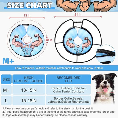 KOOLTAIL Inflatable Dog Cone Collar, Soft Donut E Collar for Dogs After Surgery to Stop Licking Enhanced Alternative, Blow Up Pet Neck Pillow Recovery Adjustable Cone for Dog Cat,Hercules M