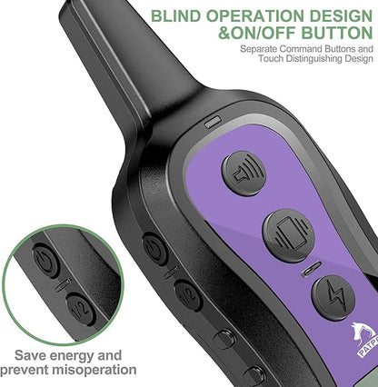 PATPET Dog Training Collar Dog Shock Collar with Remote - 3 Training Modes, Beep, Vibration and Shock, Up to 1000 ft Remote Range, Rainproof for Small Medium Large Dogs