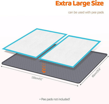 Pee Pads for Dogs, 51" x 25.6" Extra Large Reusable Dog Silicone Mat for Floor Protector, Washable Non-Slip Dog Training Pads for Potty Training (Grey)