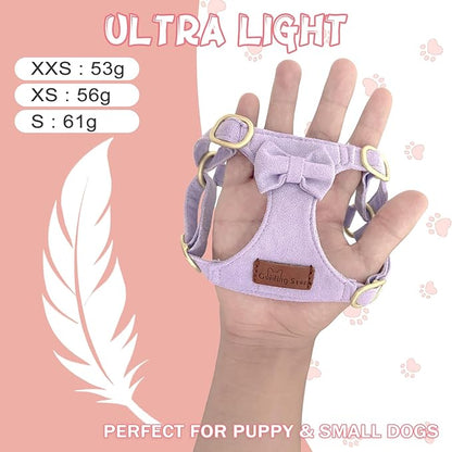 Guiding Star Dog Harness Small Sized Dog with Multifunction Leash, No Pull Puppy Dog Harness and Leash Set Training, Cute Soft Adjustable Dog Walking Harness Pet Vest Harness (Purple-S)