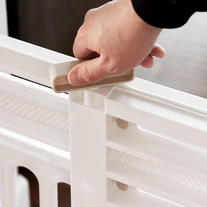 IRIS USA 24"-39" Dog Gate, Adjustable Indoor Pet Barrier, Pet Gate for Puppy, Small Dog, Cat, Easy Twist-to-Lock for Doorways & Stairs, Portable, Expandable, 25" Tall, White