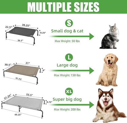 Simple Trending Raised Dog Bed for Extra Large Dogs, Waterproof XL Dog Cot, Outdoor Elevated Pet Bed, 60.25" x 37.25", Grey