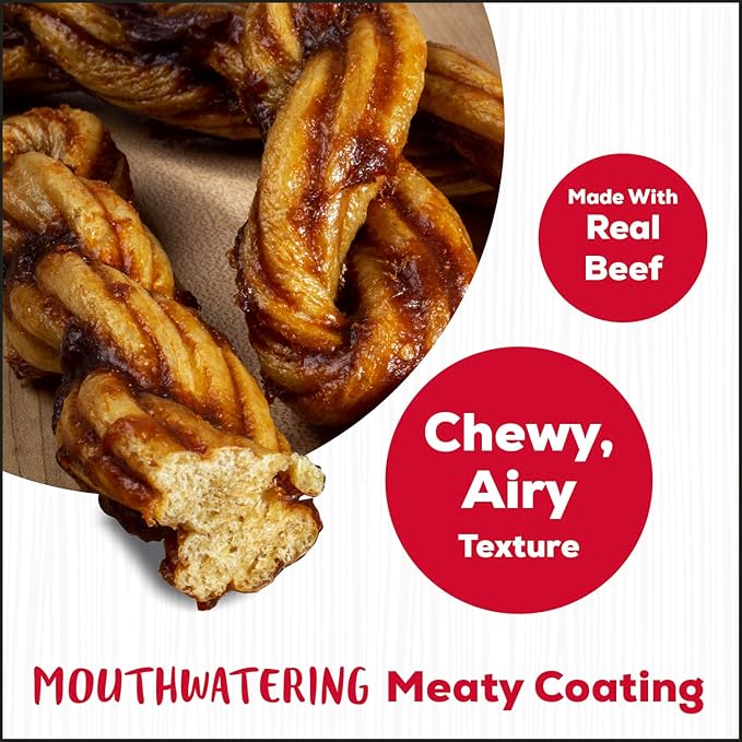 Country Kitchen Rawhide Free Beef Twists Dog Chews, Made with Real Beef, Highly Digestible, Gluten Free, 3 Count