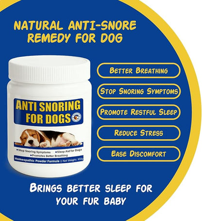 Stop Dogs Snoring for Dogs, Anti-Snoring Solution, Dog Sleep Remedy Natural Anti-Snoring Solution, Snore Relief for Pets Cats, Homeopathy Natural Ingredients, Powder Formula, 100g