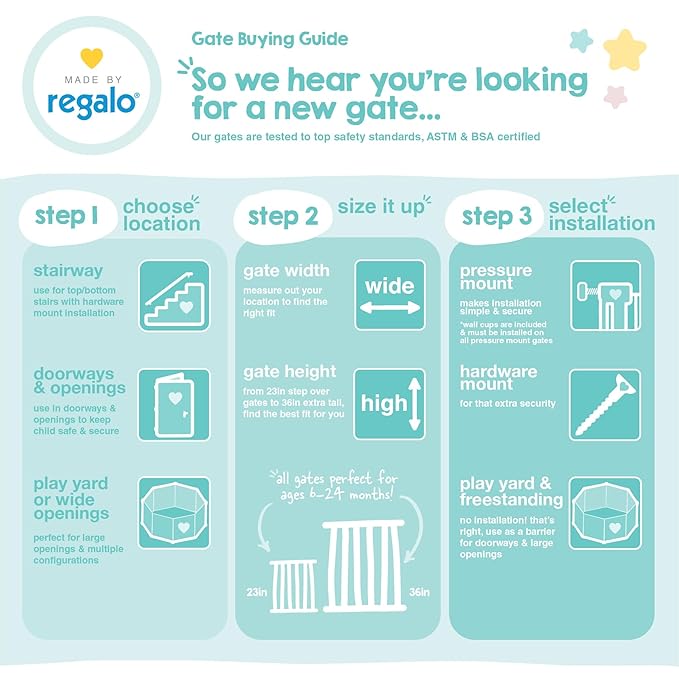 Regalo Safety 260" Super Wide Baby Gate & 8-Panel Playpen, 2-in-1 Convertible Baby Play Yard, Large Foldable Play Pen for Babies, Toddlers & Pets, Includes Wall Mount Kit, Multi-Colored