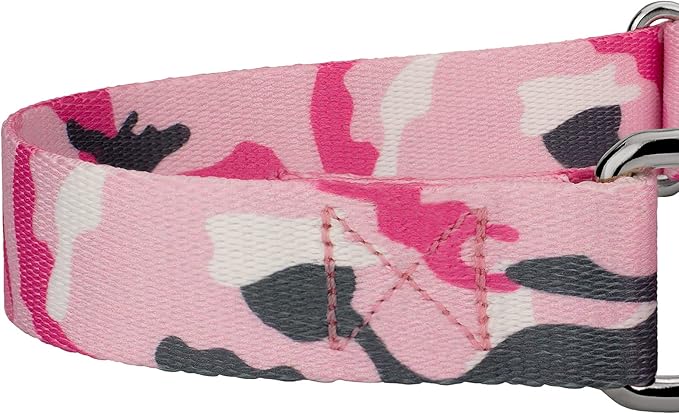 Country Brook Petz - Pink and Grey Camo Martingale Dog Collar and Leash - Camouflage Collection Featuring Rugged Designs (1 Inch, Extra Large)