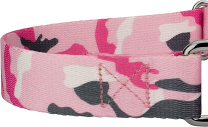 Country Brook Petz - Pink and Grey Camo Martingale Dog Collar and Leash - Camouflage Collection Featuring Rugged Designs (5/8 Inch, Small)