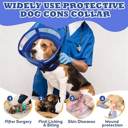 Dog Cone for Dogs After Surgery,Foldable Dog's Cone Collar,Adjustable E Collar Alternative to Stop Licking,Pet Cones for Dog & Cats,Doggy Surgery Collar,Dogs Recovery Collars & Cones,Blue,S