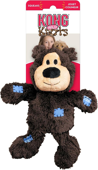 KONG - Wild Knots Bear - Internal Knotted Ropes and Minimal Stuffing for Less Mess - for Small/Medium Dogs (Assorted Colors)
