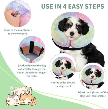 Inflatable Dog Recovery Collar, Dog Cone Collar for After Surgery, Prevent Dogs from Biting & Scratching Wound E-Collars to Help with Healing Soft Pet Recovery Collar Does