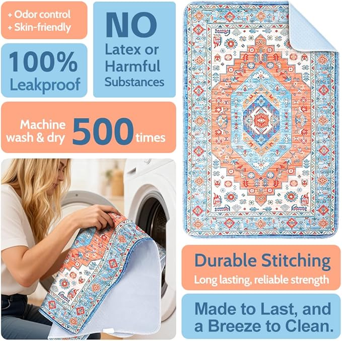 Washable Pee Pads for Dogs 2 Pack Reusable Puppy Training Pads 40"x26" Super Absorbent Waterproof Dog Training Pads, Non-Slip Potty Pads Whelping Pads Litter Mat Pet Supplies - Orange/Mix