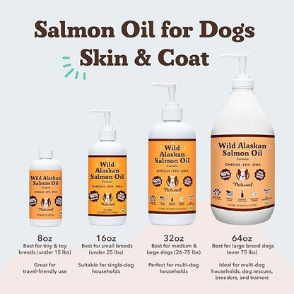 Natural Dog Company Wild Alaskan Salmon Oil Formula with Omega 3, Fish Oil for Dogs Supplement, Skin & Coat Dog Oil, Itchy Relief, Immune Support for Joints & Heart, Liquid Food Topper, 8 oz.