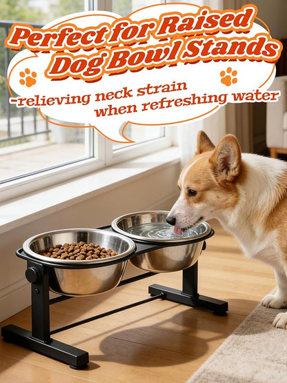 2 Pcs 0.7 Gallon Dog Bowls for Small Medium Dogs - Food Grade Stainless Steel Metal Water Bowl, Easy to Clean Food Bowls for Indoor Outdoor