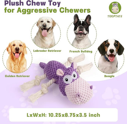 TOOPTATE Squeaky Dog Toy - Plush Interactive Chew Toy for Large, Medium and Small Dogs, Keeps Them Busy (Purple, Medium)