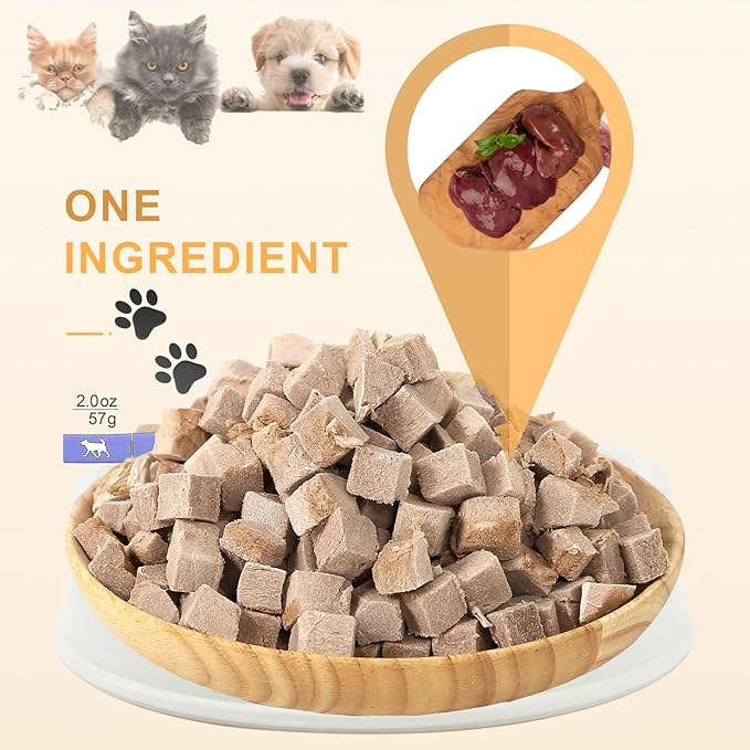 Freeze Dried Duck Liver Cubes Double Pack Dog & Cat Treats Food Topper with Single Ingredient Just Duck Liver (2 Packs)