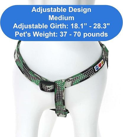 Pawtitas Reflective Step-in Dog Harness – Adjustable No-Pull Vest for Puppies to Seniors, Safe & Comfortable, M Camo Green