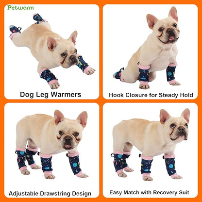 PetWarm Dog Recovery Sleeve 4pcs Set, Dog Leg Sleeve, Ideal for Comfort and Support During Pet Recovery, Suitable for Active or Support Recoverying Pet Use, Pink, L