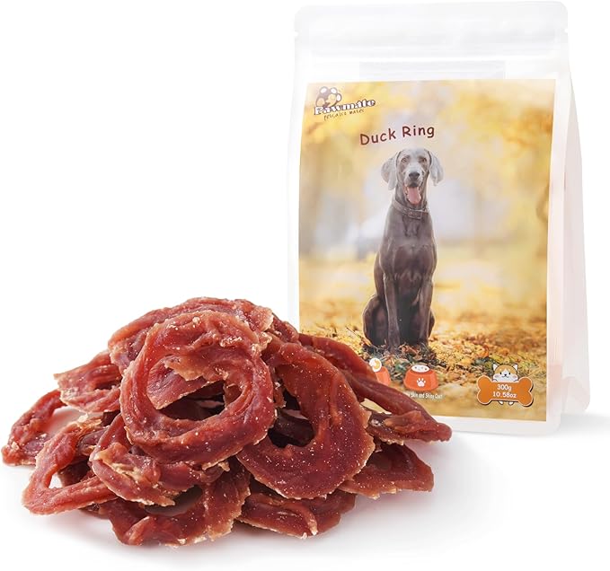 Pawmate Dog Treats Duck Jerky Rings, Natural Duck Brest w/Glucosamine Chondroitin, Healthy Training Treats Snacks for Small Medium Large Dogs, 10.6 oz