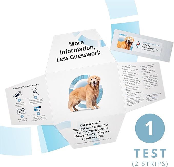 Petivity At-Home Kidney Health Test Kit for Dogs — Quick Saliva Urea Test (2-Minute Home Check), Powered by Purina — Help Detect Early Kidney Changes - (Pack of 1)