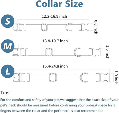 Dog Collar and Leash Set.Soft and Easy to Clean Vegan Leather with Rose Gold Metal Buckle for Small Medium Large Dogs (Grey, M(13.8"-19.7"))