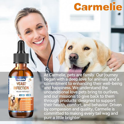 2PCS Yeast Infection Treatment for Dogs, Carmelie Support Healthy Itch Relief, Ear Paw Discomfort Care, Itch Relief for Dog, Allergy Supports, Inflammation Relief for Dogs, Bacon Flavor 60ml