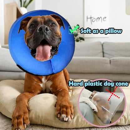 Inflatable Dog Cone Collar After Surgery, Soft Dog Neck Donut Collar, Blow up Donut E-Collar for Small Medium Large Dogs and Cats, Dogs Recovery Cone Alternative