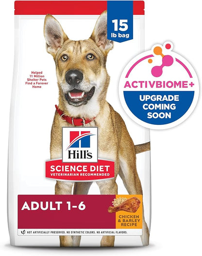 Hill's Science Diet Adult 1-6 Dry Dog Food, Chicken & Barley, 15 lb. Bag