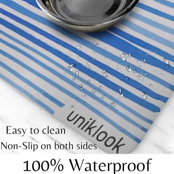 Pet placemat - Dogs & Cats Vegan Leather Food Water Bowls Mat - Waterproof & Easy to Clean Modern Design Large Size Feeding Station Uniklook